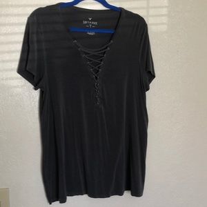 Soft and sexy T-shirt with lace up detail